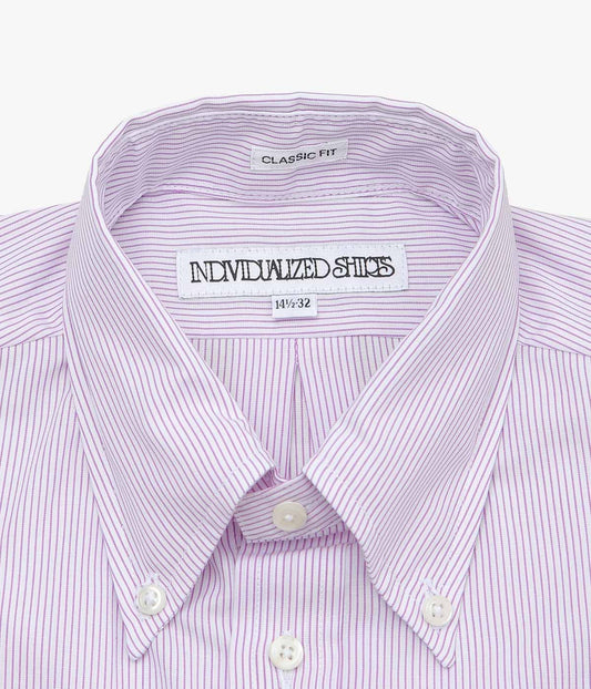 INDIVIDUALIZED SHIRTS ''PENCIL STRIPE (CLASSIC FIT BUTTON DOWN SHIRT)'' (LILAC)