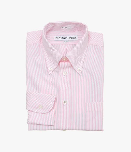 INDIVIDUALIZED SHIRTS ''PENCIL STRIPE (CLASSIC FIT BUTTON DOWN SHIRT)'' (PINK)