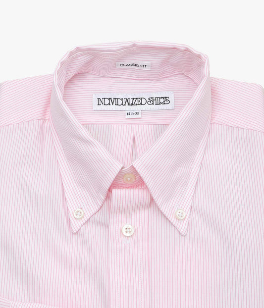 INDIVIDUALIZED SHIRTS ''PENCIL STRIPE (CLASSIC FIT BUTTON DOWN SHIRT)'' (PINK)