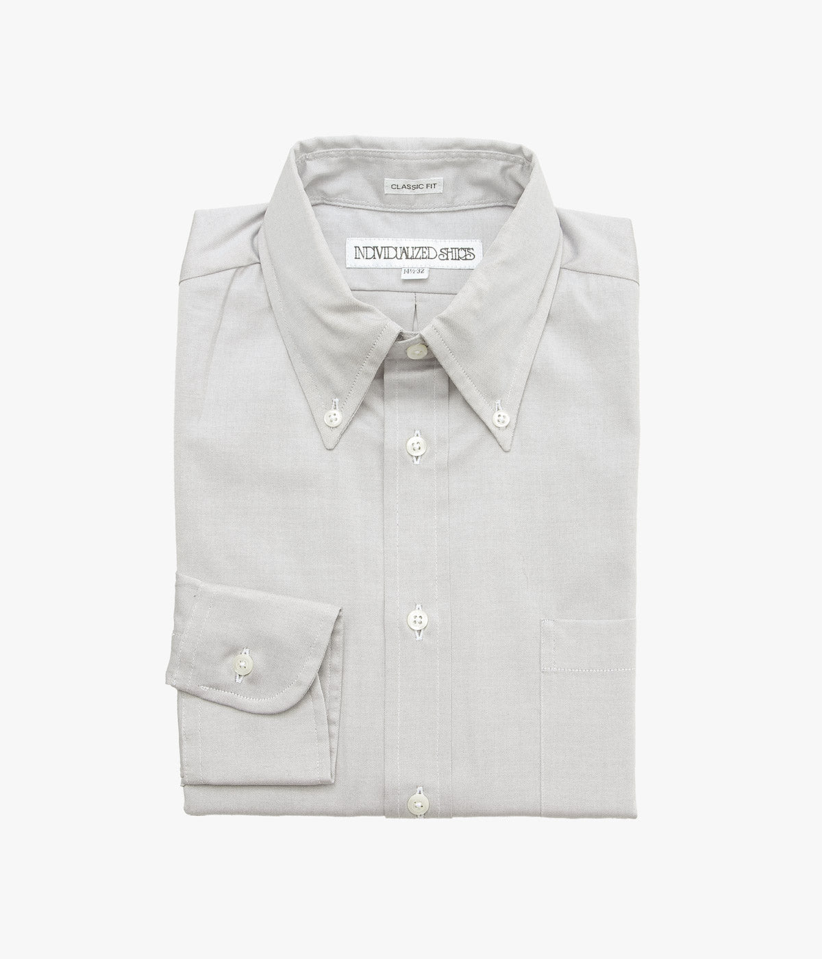 INDIVIDUALIZED SHIRTS''PINPOINT OXFORD (CLASSIC FIT BUTTON DOWN SHIRT)'' (LIGHT GREY)