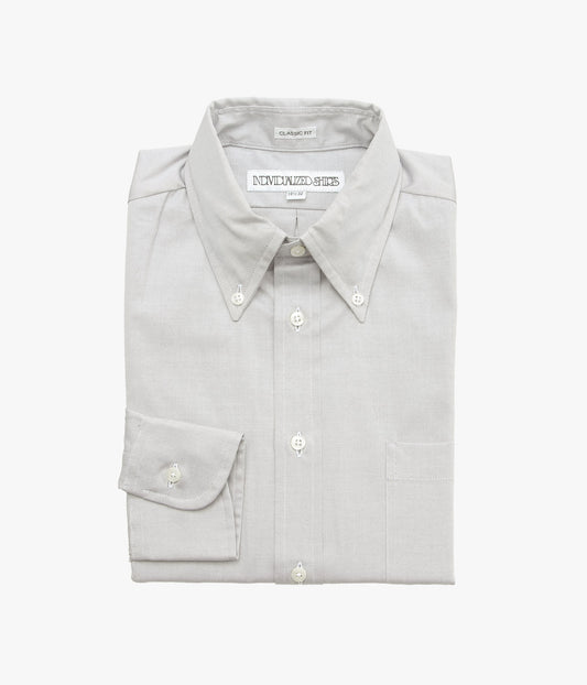 INDIVIDUALIZED SHIRTS''PINPOINT OXFORD (CLASSIC FIT BUTTON DOWN SHIRT)'' (LIGHT GREY)