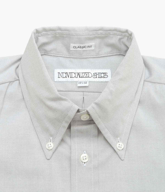 INDIVIDUALIZED SHIRTS''PINPOINT OXFORD (CLASSIC FIT BUTTON DOWN SHIRT)'' (LIGHT GREY)