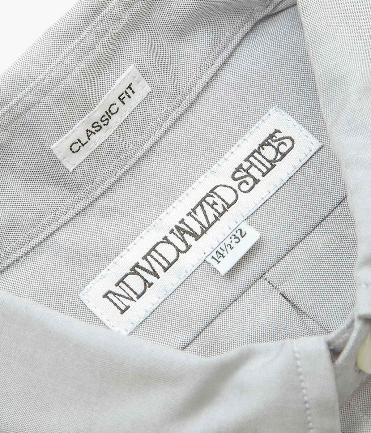 INDIVIDUALIZED SHIRTS''PINPOINT OXFORD (CLASSIC FIT BUTTON DOWN SHIRT)'' (LIGHT GREY)