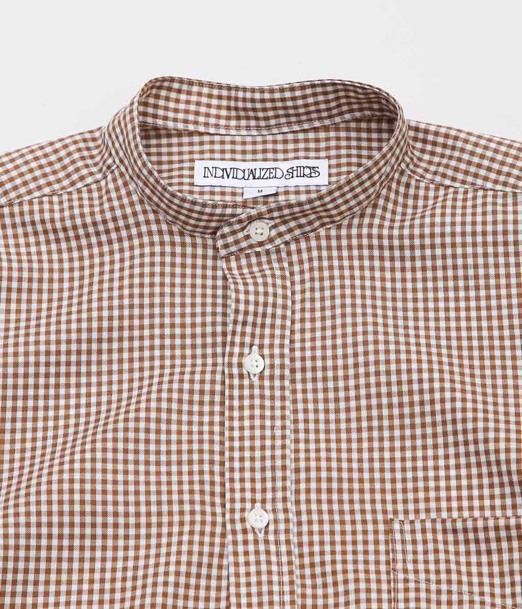 INDIVIDUALIZED SHIRTS ''POP OVER SUPER 130'S WOOL'' (BROWN GINGHAM)