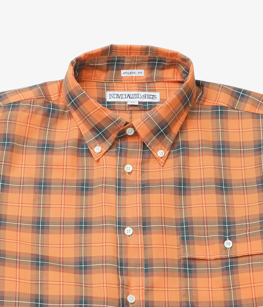 INDIVIDUALIZED SHIRTS ''POPLIN PLAID(ATHLETIC FIT SPORT B.D.SHIRT)'' (ORANGE)