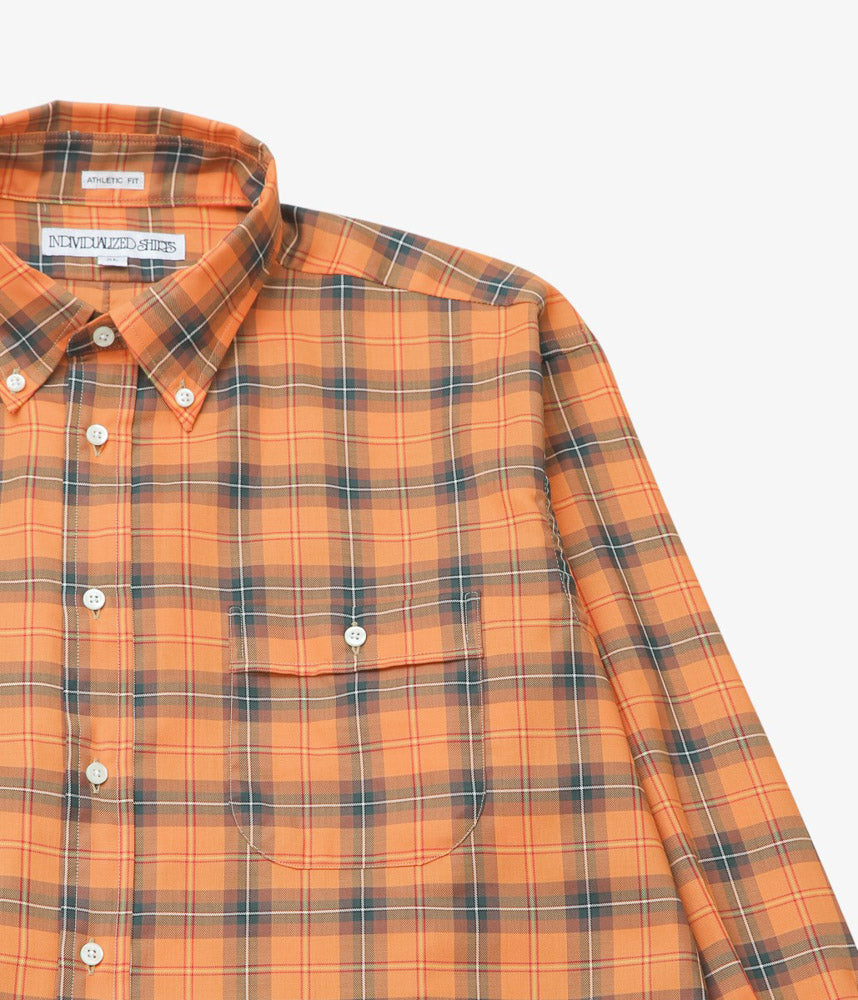 INDIVIDUALIZED SHIRTS ''POPLIN PLAID(ATHLETIC FIT SPORT B.D.SHIRT)'' (ORANGE)