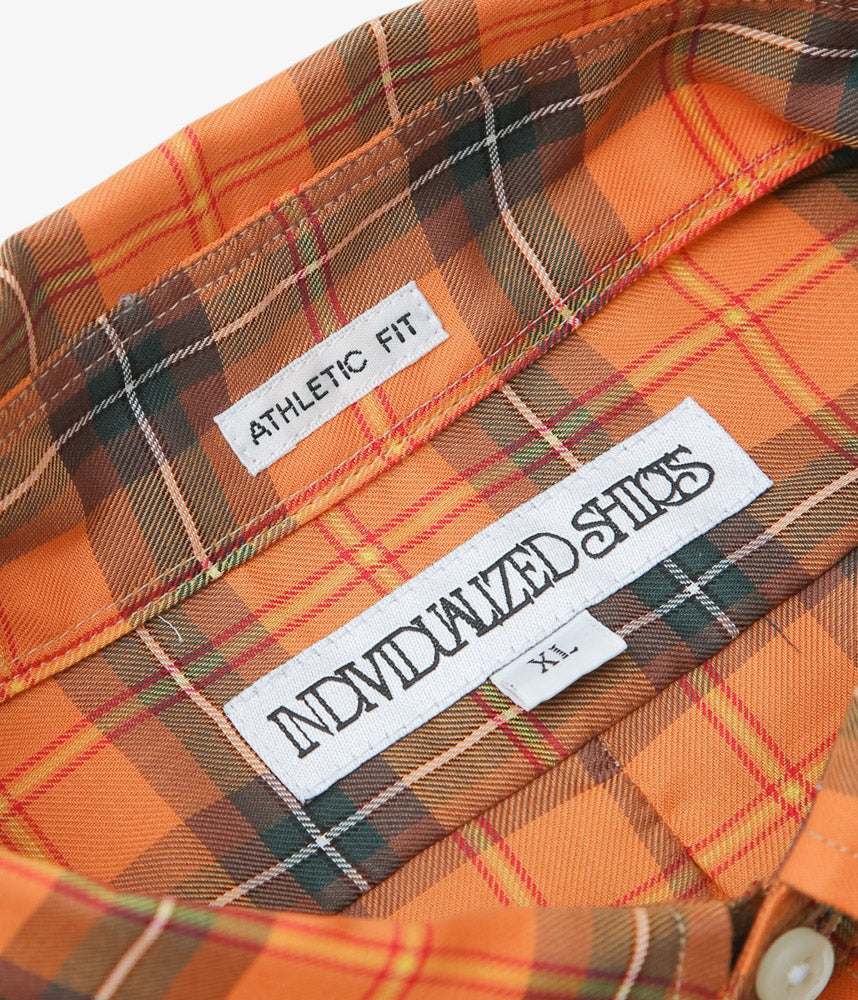 INDIVIDUALIZED SHIRTS ''POPLIN PLAID(ATHLETIC FIT SPORT B.D.SHIRT)'' (ORANGE)