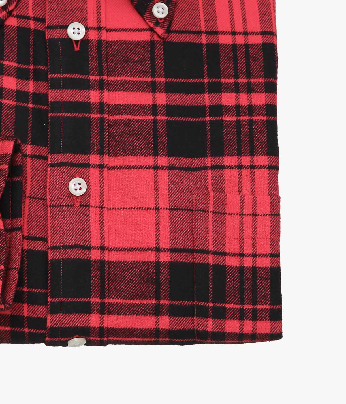 INDIVIDUALIZED SHIRTS ''RED PLAID FLANNEL(STANDARD FIT BUTTON DOWN SHIRT)'' (RED)