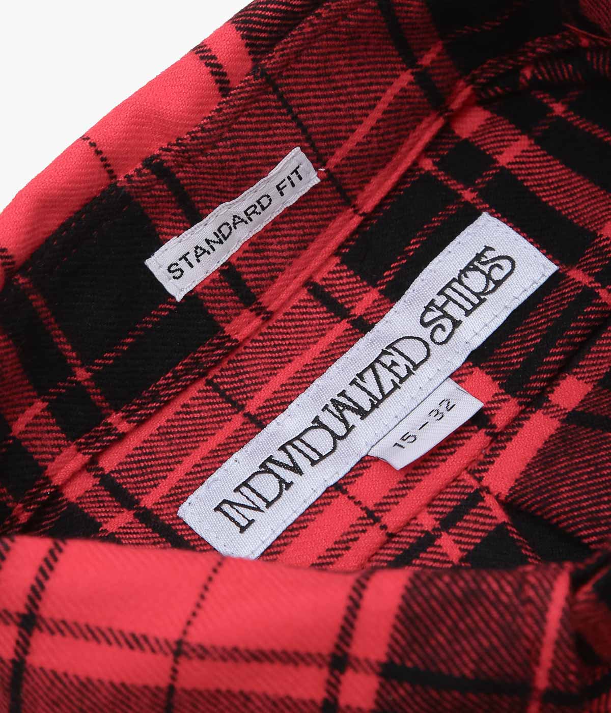 INDIVIDUALIZED SHIRTS ''RED PLAID FLANNEL(STANDARD FIT BUTTON DOWN SHIRT)'' (RED)