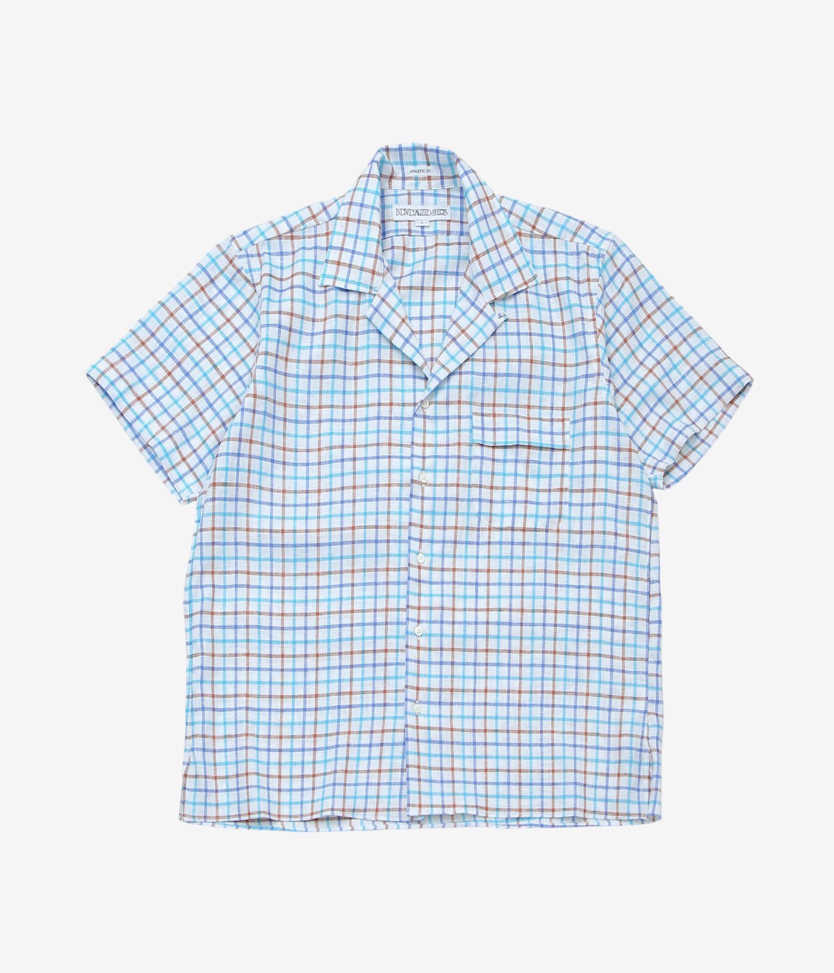 INDIVIDUALIZED SHIRTS "RESORT LINEN (ATHLETIC FIT CAMP COLLAR S/S)" (BLUE)
