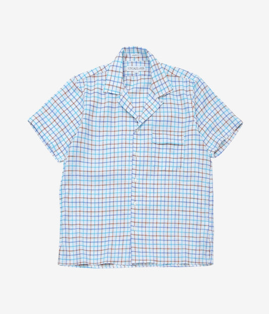 INDIVIDUALIZED SHIRTS ''RESORT LINEN(ATHLETIC FIT CAMP COLLAR S/S) '' (BLUE)
