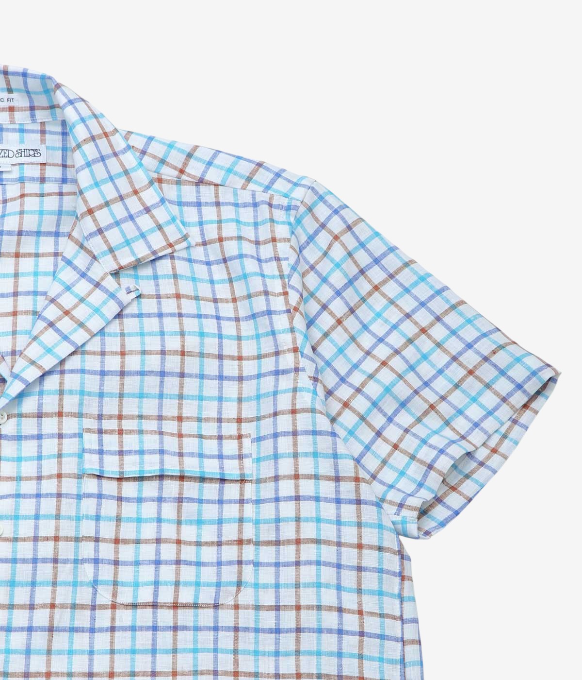 INDIVIDUALIZED SHIRTS "RESORT LINEN (ATHLETIC FIT CAMP COLLAR S/S)" (BLUE)