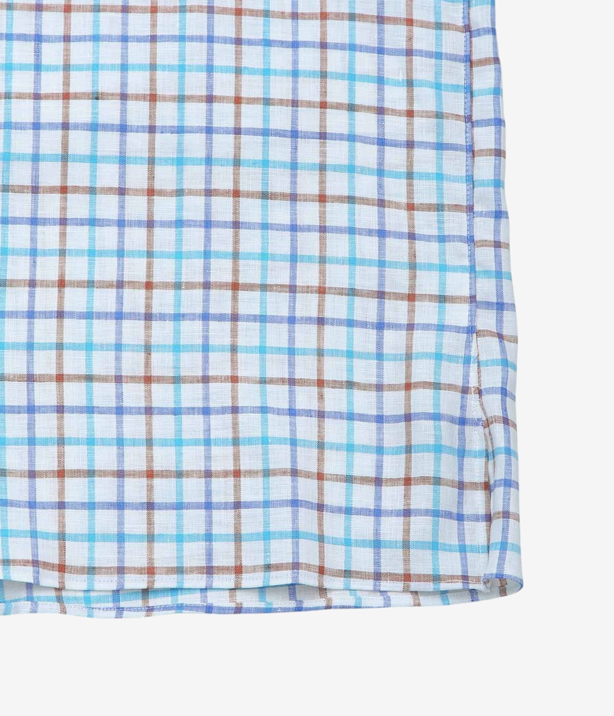 INDIVIDUALIZED SHIRTS "RESORT LINEN (ATHLETIC FIT CAMP COLLAR S/S)" (BLUE)