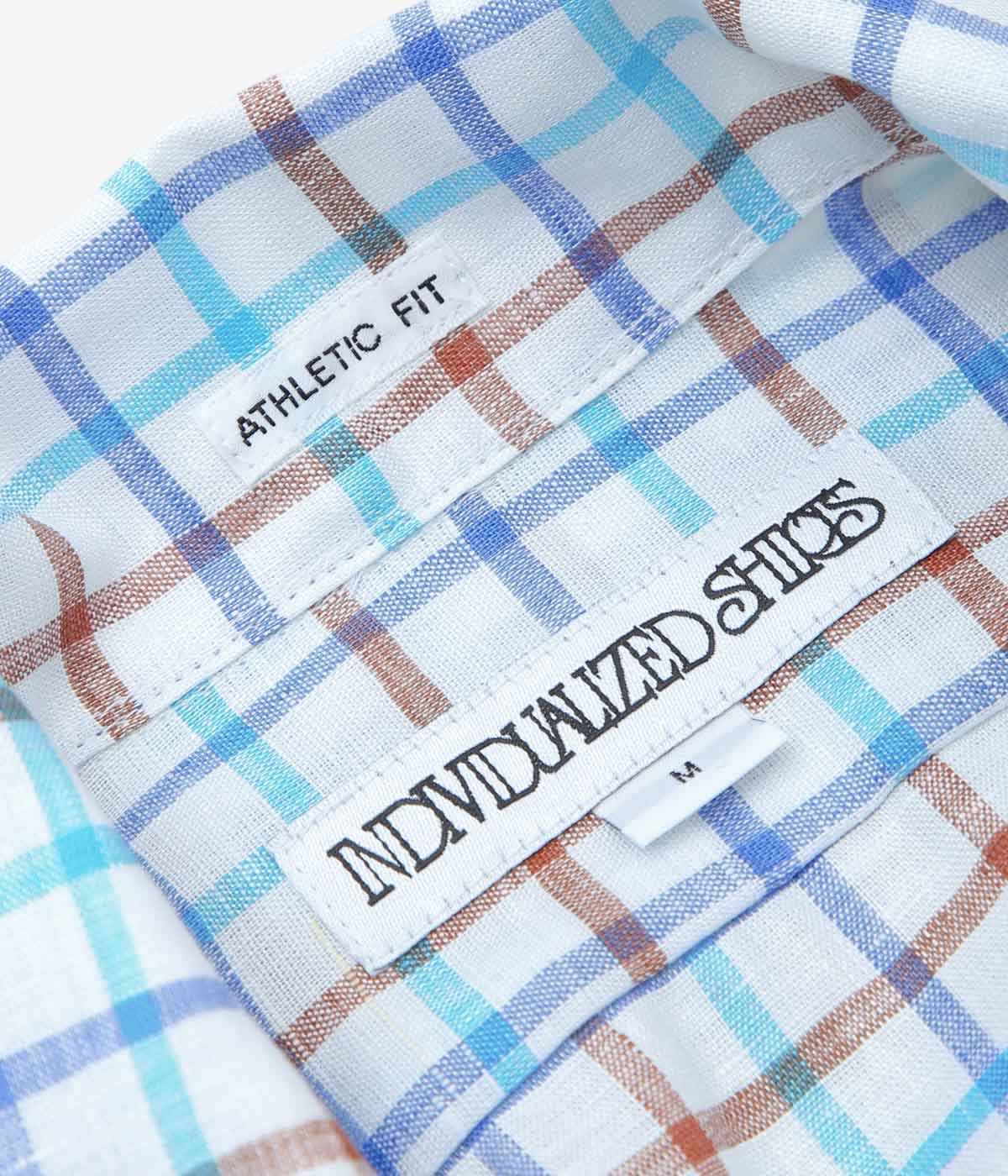 INDIVIDUALIZED SHIRTS "RESORT LINEN (ATHLETIC FIT CAMP COLLAR S/S)" (BLUE)