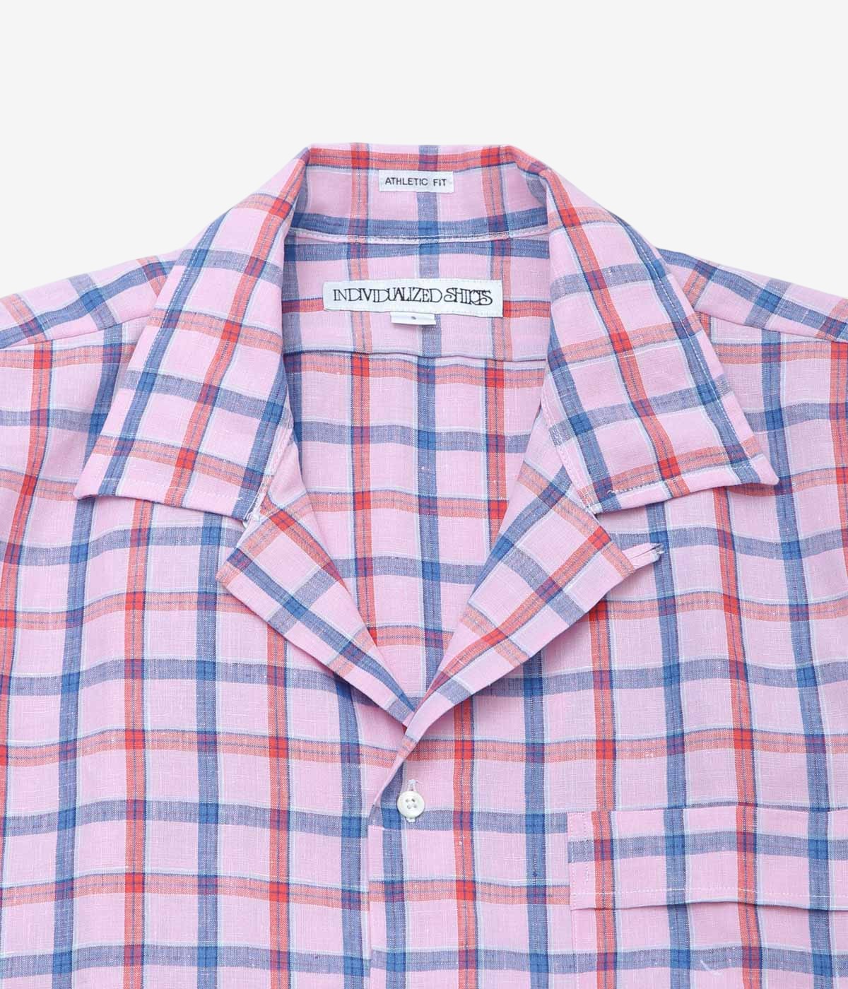 INDIVIDUALIZED SHIRTS "RESORT LINEN (ATHLETIC FIT CAMP COLLAR S/S)" (PINK)