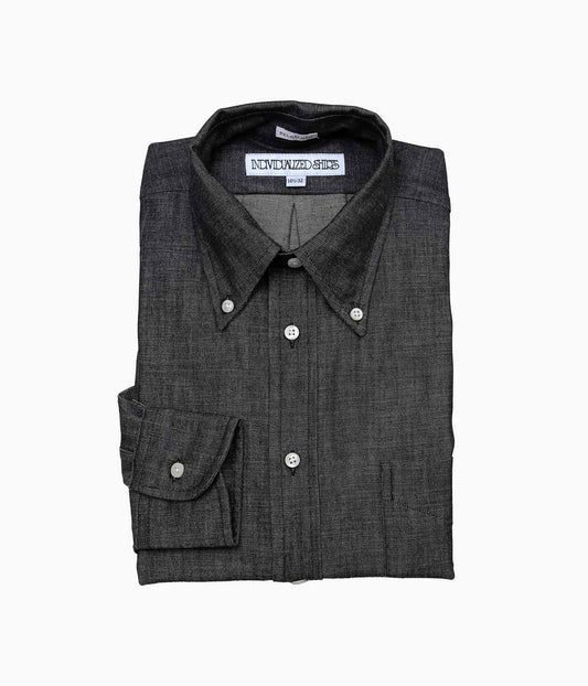 INDIVIDUALIZED SHIRTS ''RIGID CHAMBRAY (RELAXED FIT BUTTON DOWN SHIRT)'' (BLACK)