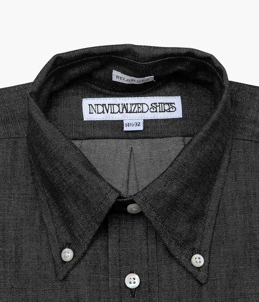 INDIVIDUALIZED SHIRTS ''RIGID CHAMBRAY (RELAXED FIT BUTTON DOWN SHIRT)'' (BLACK)