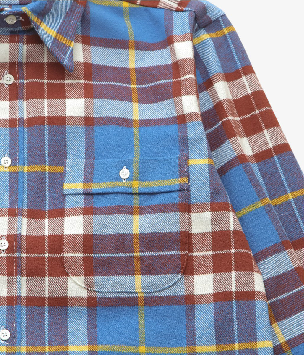 INDIVIDUALIZED SHIRTS ''RODGE PLAID(ATHLETIC FIT CABANA COLLAR SHIRT)'' (BLUE)