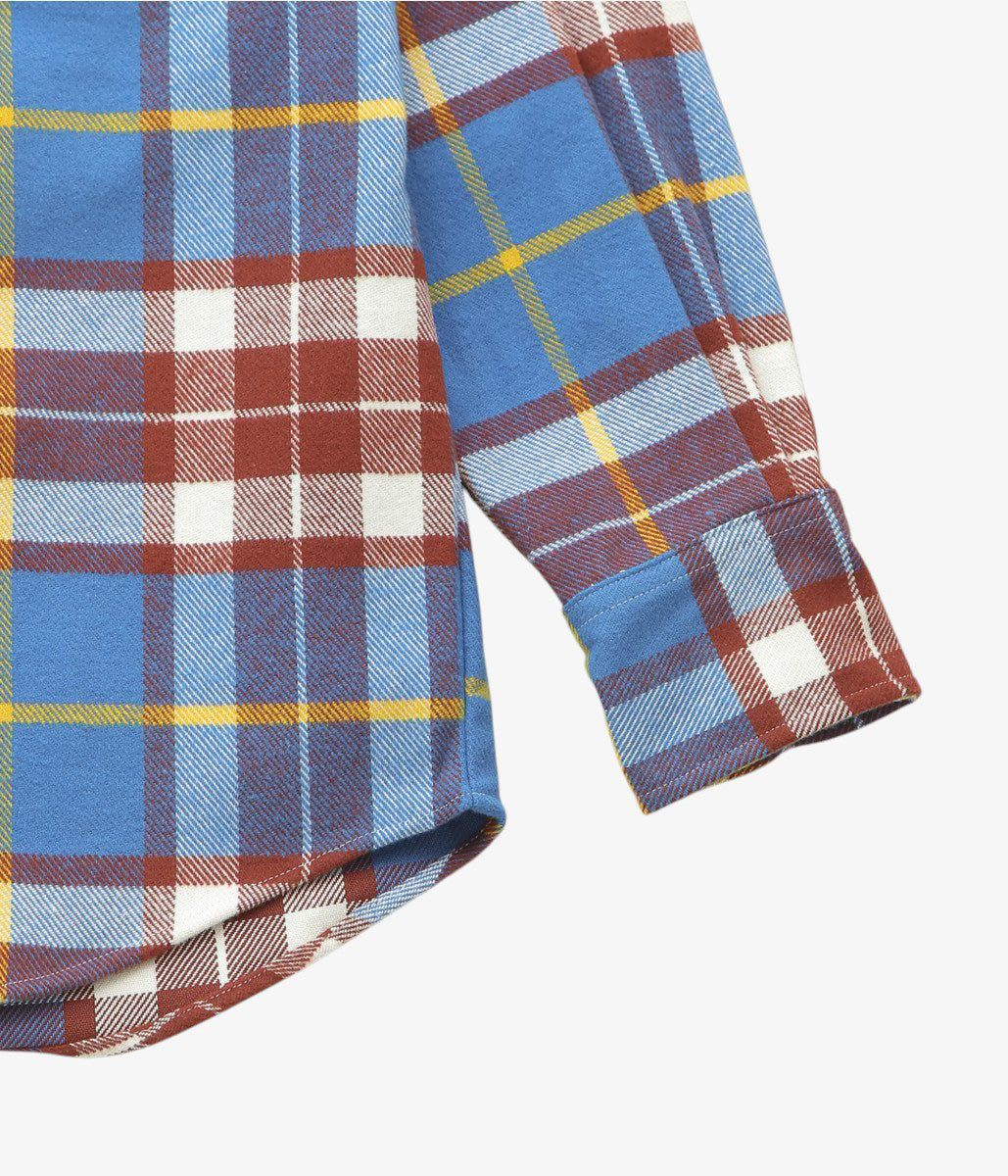 INDIVIDUALIZED SHIRTS ''RODGE PLAID(ATHLETIC FIT CABANA COLLAR SHIRT)'' (BLUE)