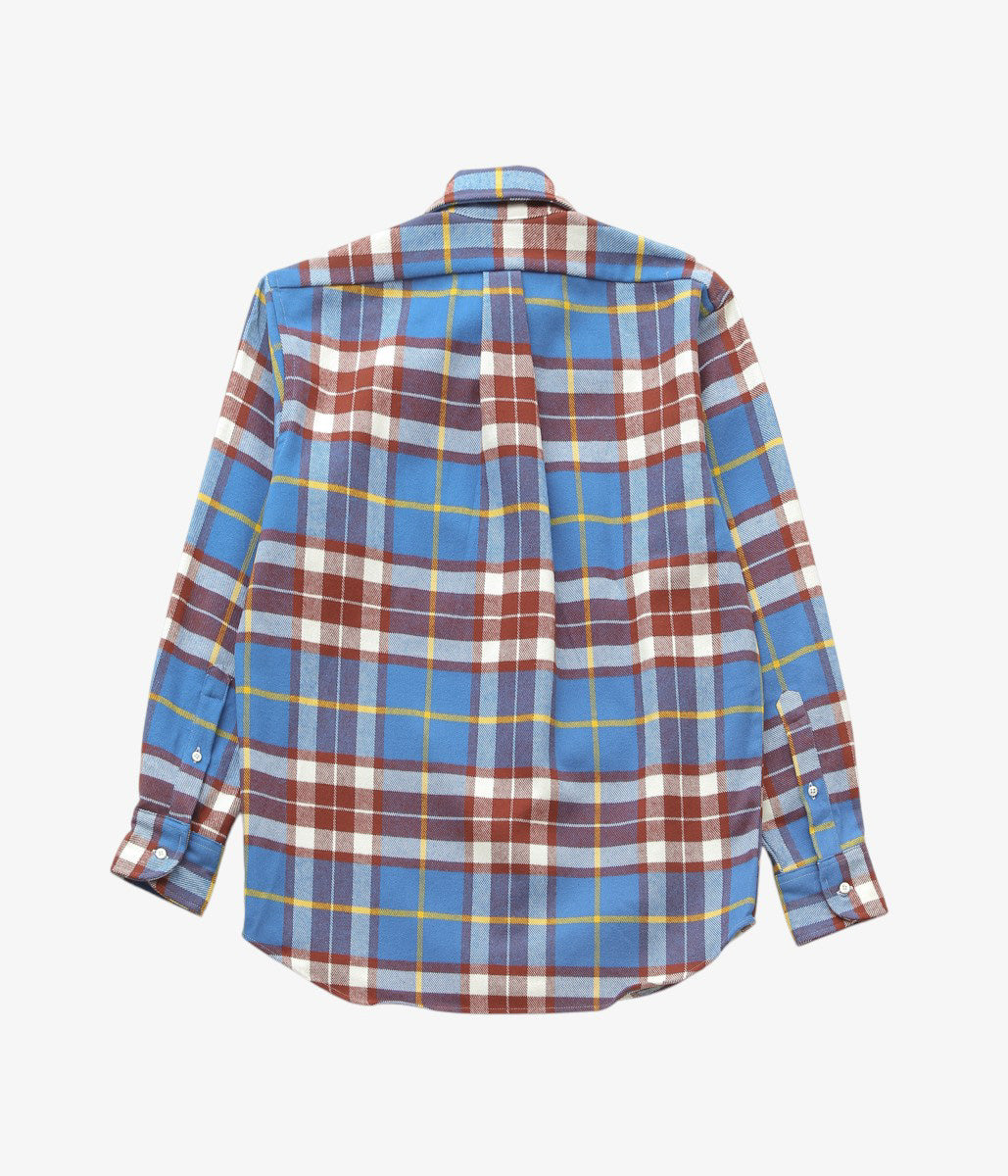INDIVIDUALIZED SHIRTS ''RODGE PLAID(ATHLETIC FIT CABANA COLLAR SHIRT)'' (BLUE)