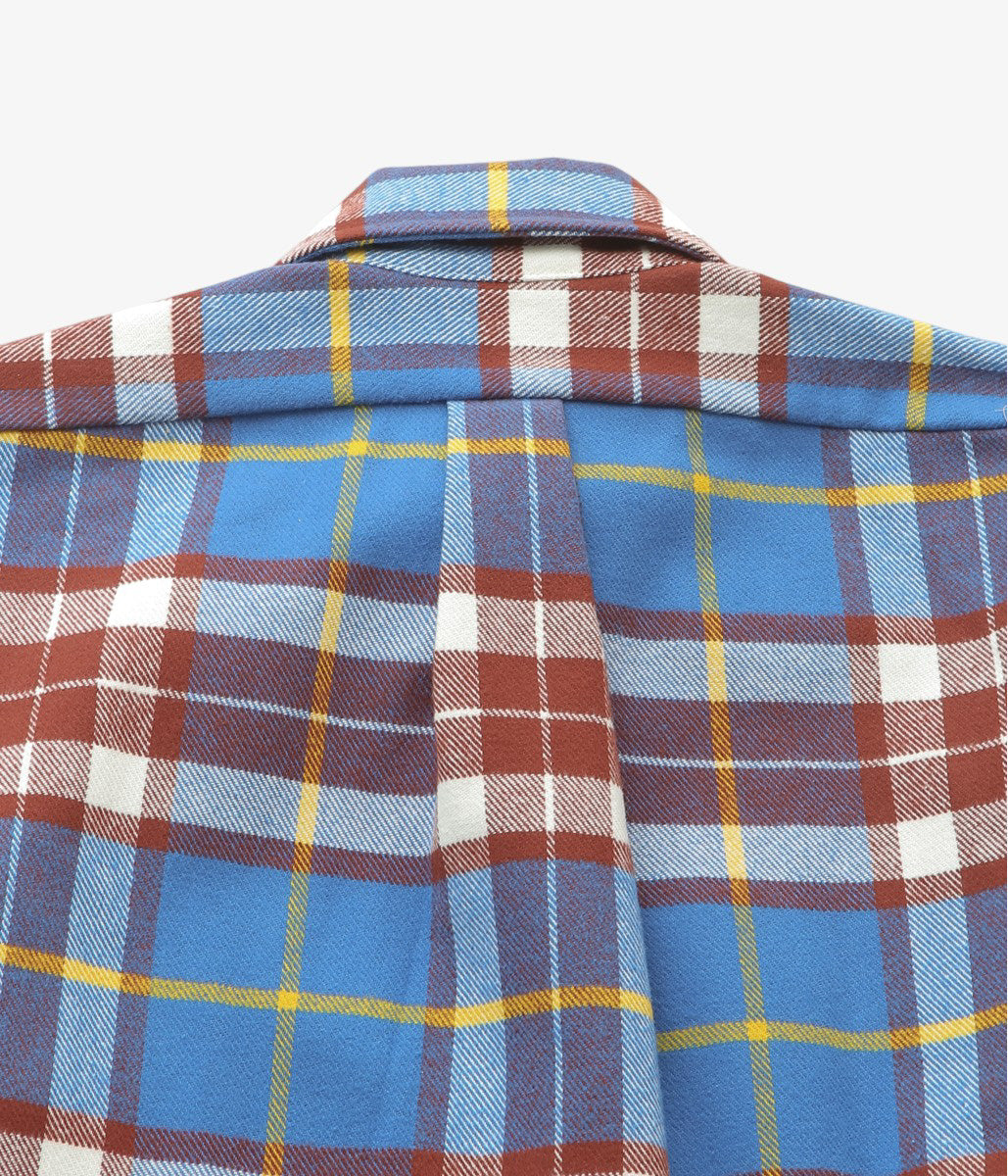 INDIVIDUALIZED SHIRTS ''RODGE PLAID(ATHLETIC FIT CABANA COLLAR SHIRT)'' (BLUE)
