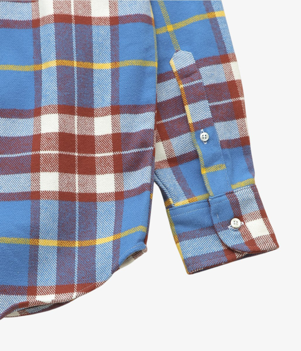 INDIVIDUALIZED SHIRTS ''RODGE PLAID(ATHLETIC FIT CABANA COLLAR SHIRT)'' (BLUE)