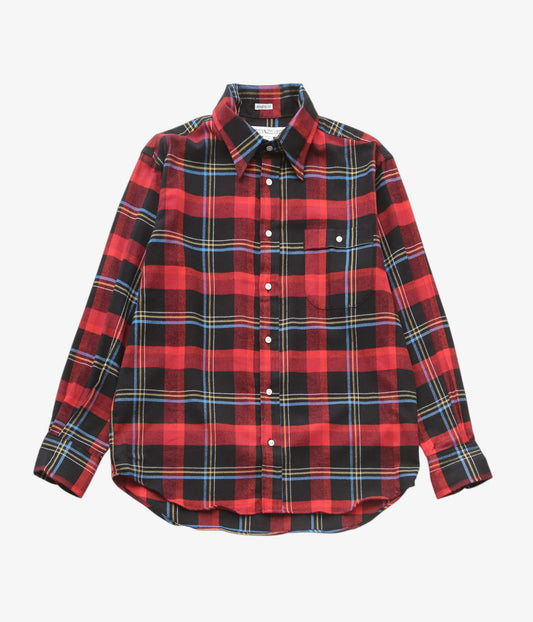 INDIVIDUALIZED SHIRTS ''RODGE PLAID(ATHLETIC FIT CABANA COLLAR SHIRT)'' (RED)