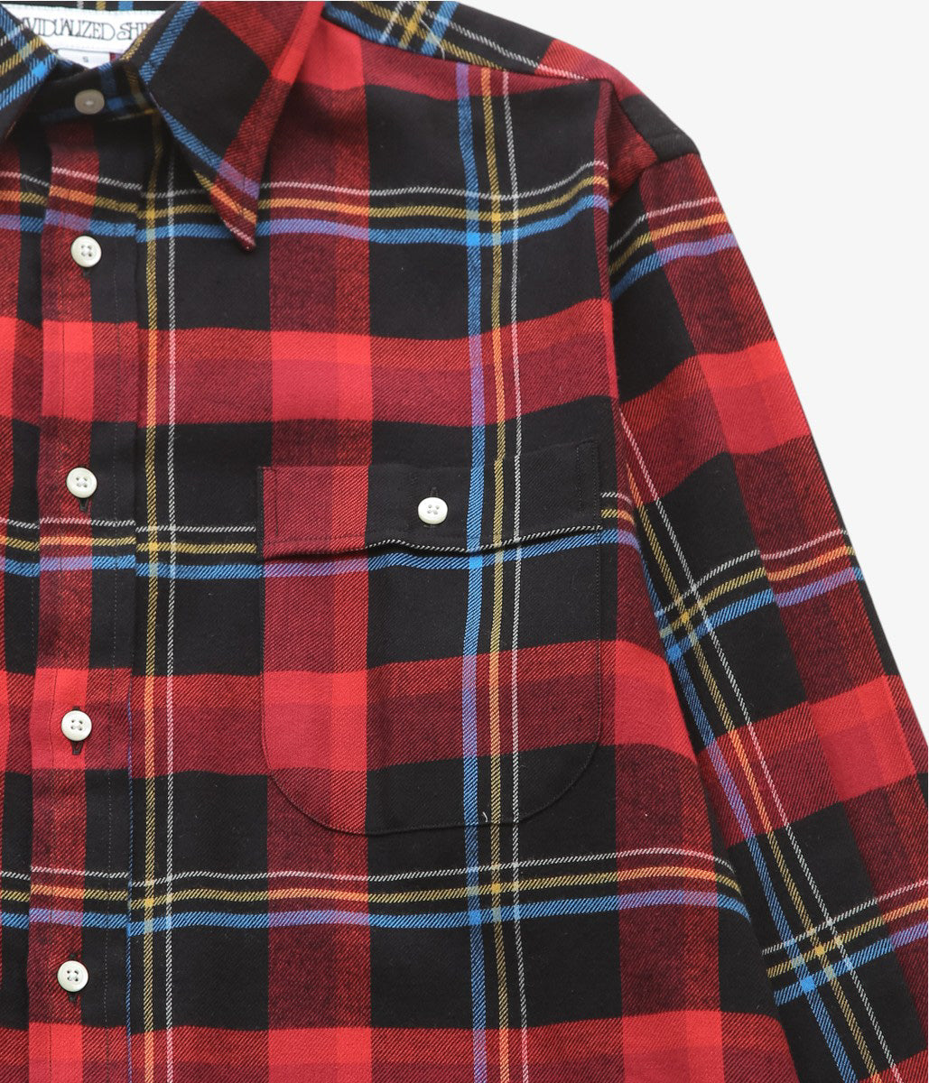 INDIVIDUALIZED SHIRTS ''RODGE PLAID(ATHLETIC FIT CABANA COLLAR SHIRT)'' (RED)