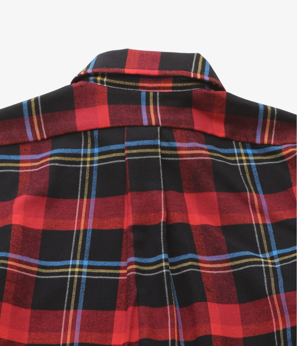 INDIVIDUALIZED SHIRTS ''RODGE PLAID(ATHLETIC FIT CABANA COLLAR SHIRT)'' (RED)