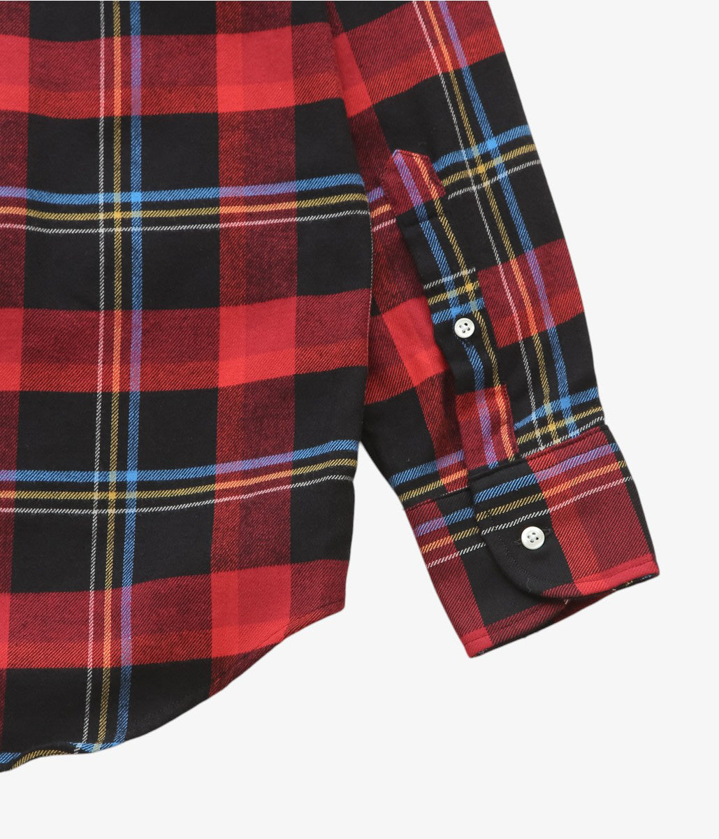 INDIVIDUALIZED SHIRTS ''RODGE PLAID(ATHLETIC FIT CABANA COLLAR SHIRT)'' (RED)