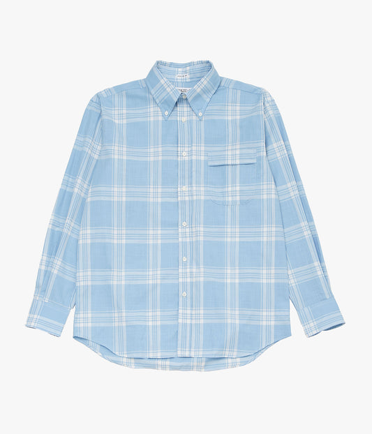 INDIVIDUALIZED SHIRTS ''SLUB PLAID(ATHLETIC FIT BUTTON DOWN SHIRT)'' (LT.BLUE)