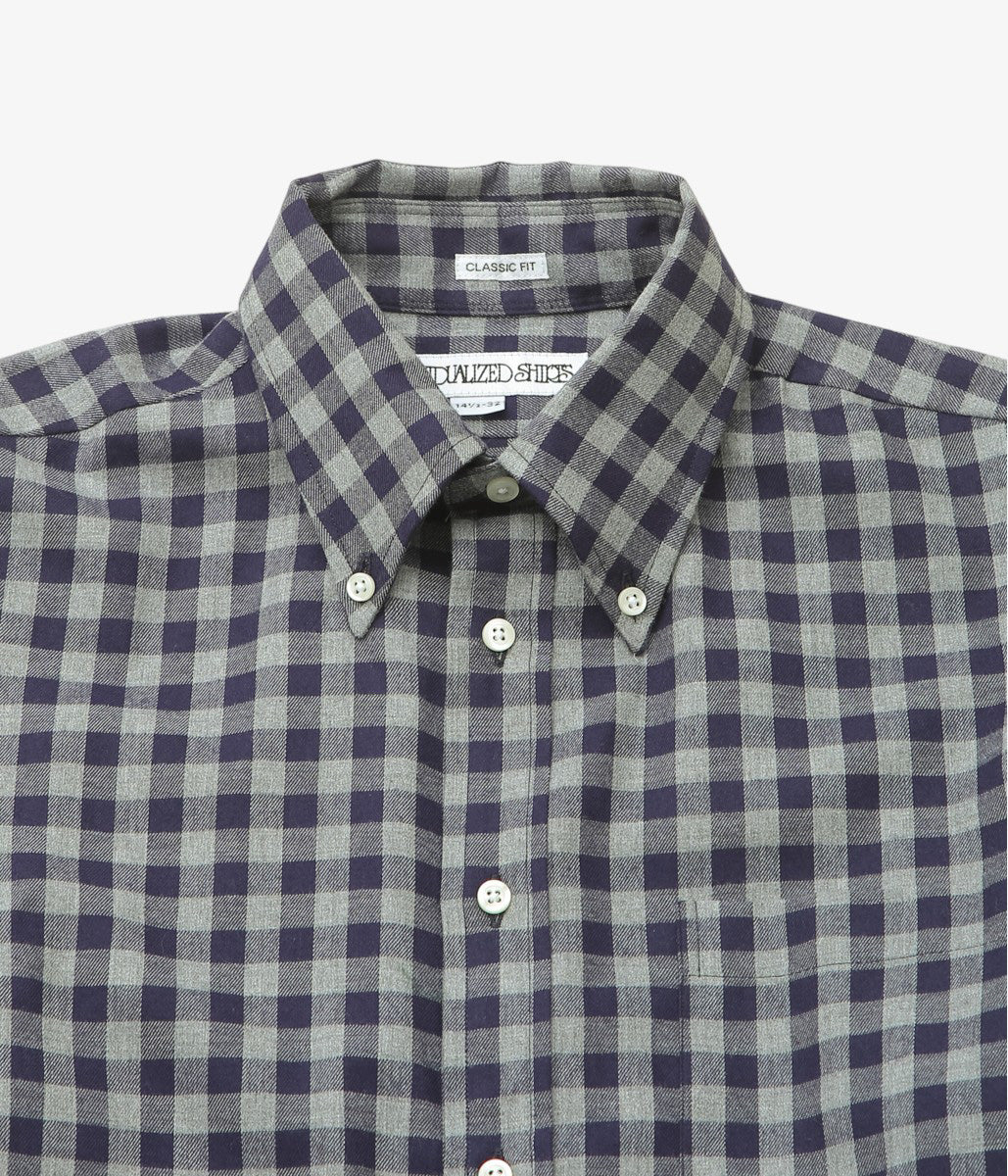 INDIVIDUALIZED SHIRTS ''SOHO GINGHAM(CLASSIC FIT BUTTON DOWN SHIRTS)'' (GRAY)