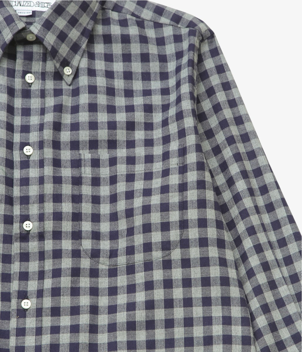 INDIVIDUALIZED SHIRTS ''SOHO GINGHAM(CLASSIC FIT BUTTON DOWN SHIRTS)'' (GRAY)