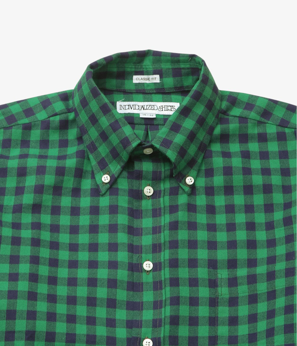 INDIVIDUALIZED SHIRTS ''SOHO GINGHAM(CLASSIC FIT BUTTON DOWN SHIRTS)'' (GREEN)