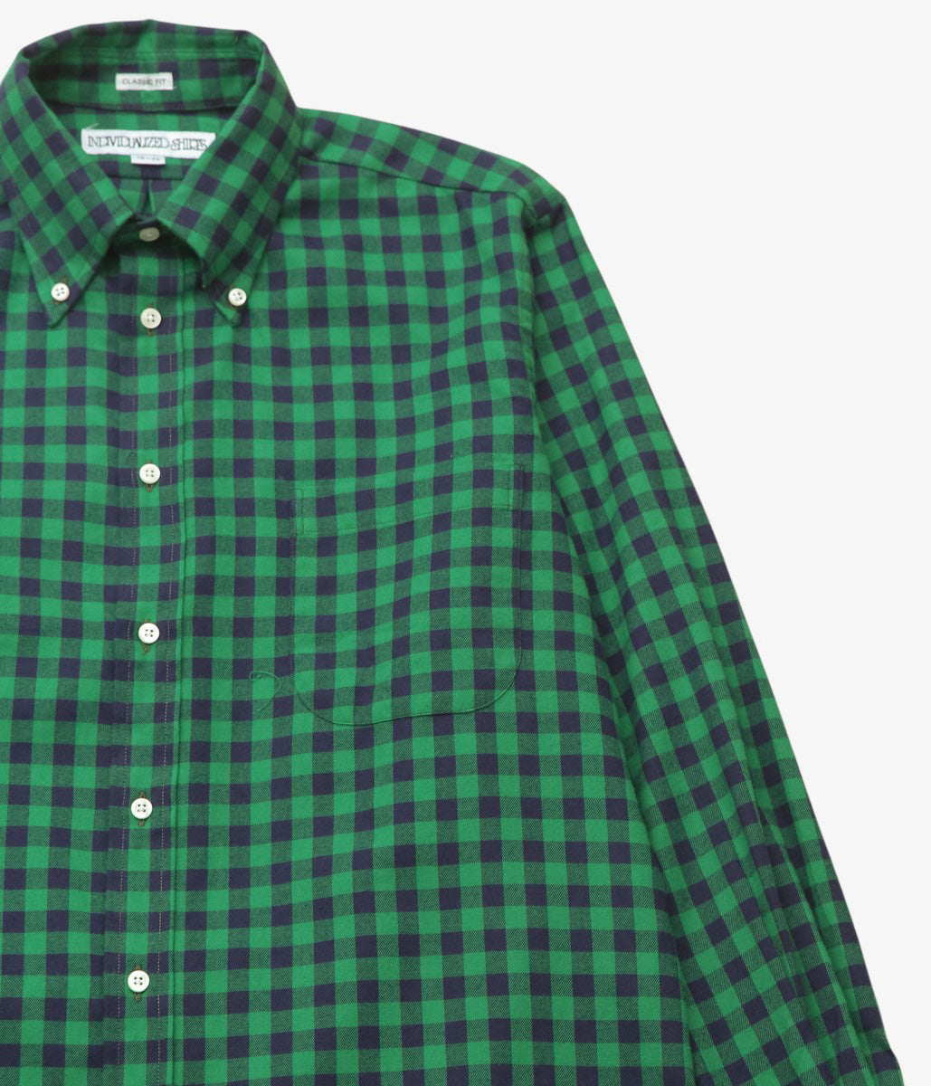 INDIVIDUALIZED SHIRTS ''SOHO GINGHAM(CLASSIC FIT BUTTON DOWN SHIRTS)'' (GREEN)