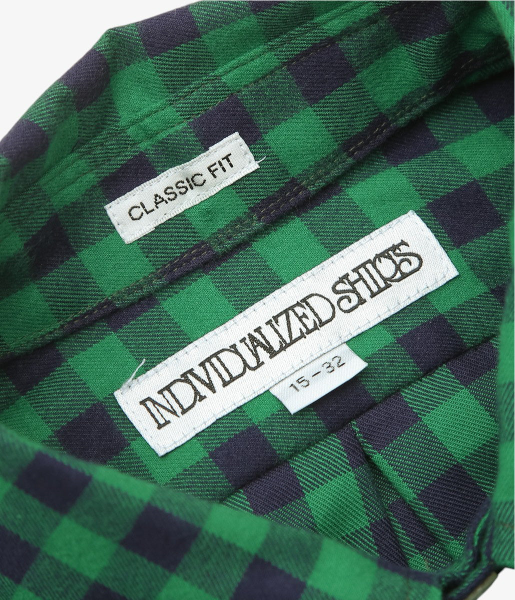 INDIVIDUALIZED SHIRTS ''SOHO GINGHAM(CLASSIC FIT BUTTON DOWN SHIRTS)'' (GREEN)