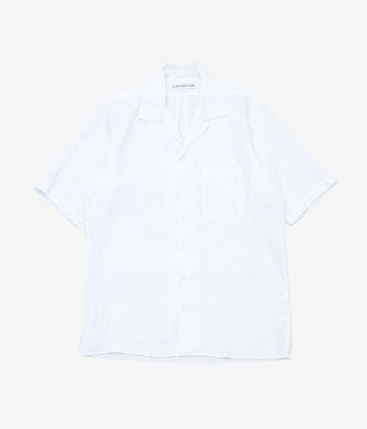 INDIVIDUALIZED SHIRTS ''SOLID LINEN CAMP COLLAR S/S'' (WHITE)