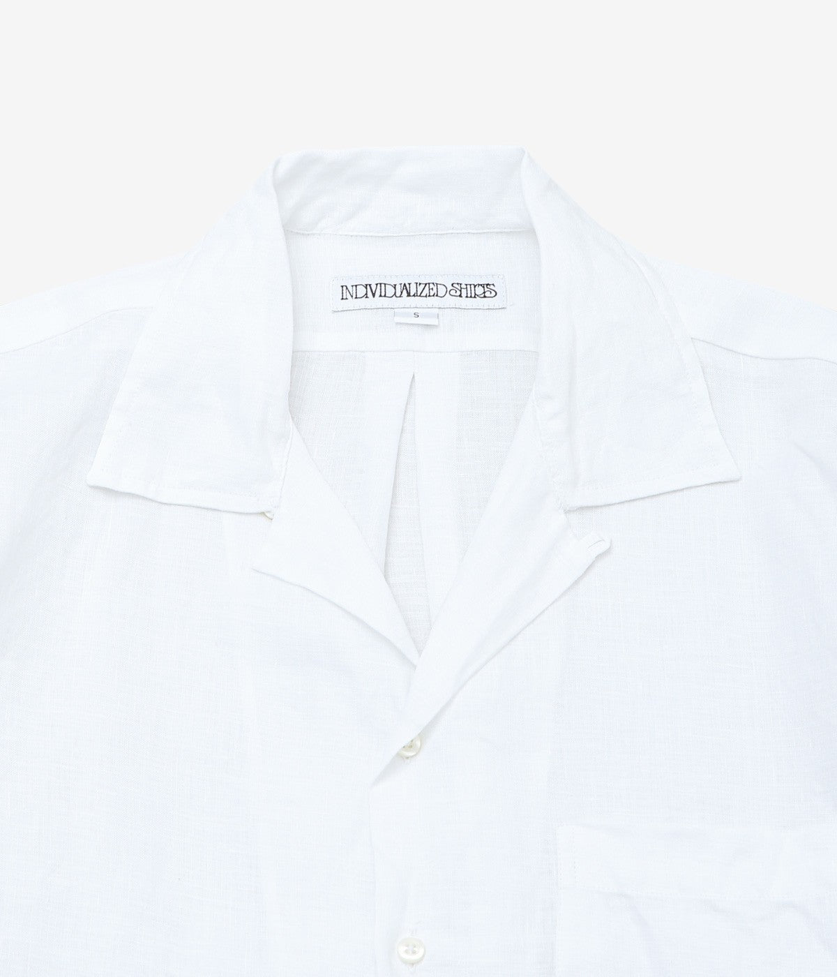 INDIVIDUALIZED SHIRTS "SOLID LINEN CAMP COLLAR S/S" (WHITE)