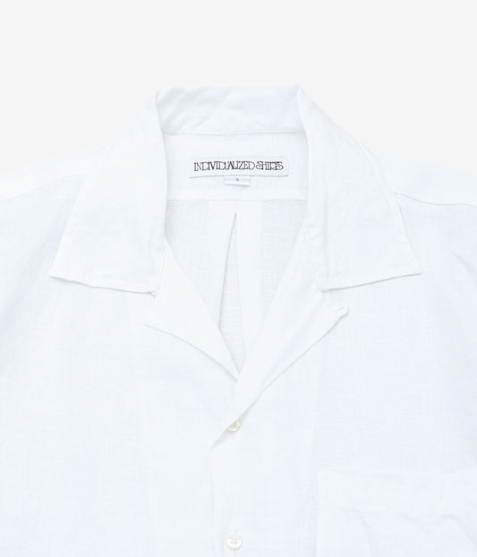 INDIVIDUALIZED SHIRTS ''SOLID LINEN CAMP COLLAR S/S'' (WHITE)