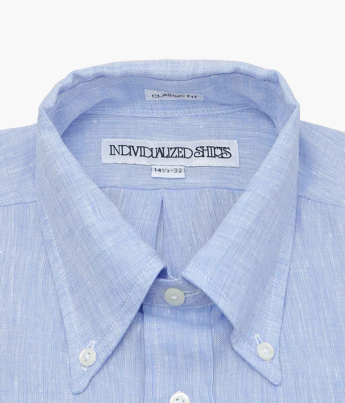 INDIVIDUALIZED SHIRTS ''SOLID LINEN (CLASSIC FIT BUTTON DOWN SHIRT)'' (LT.BLUE)
