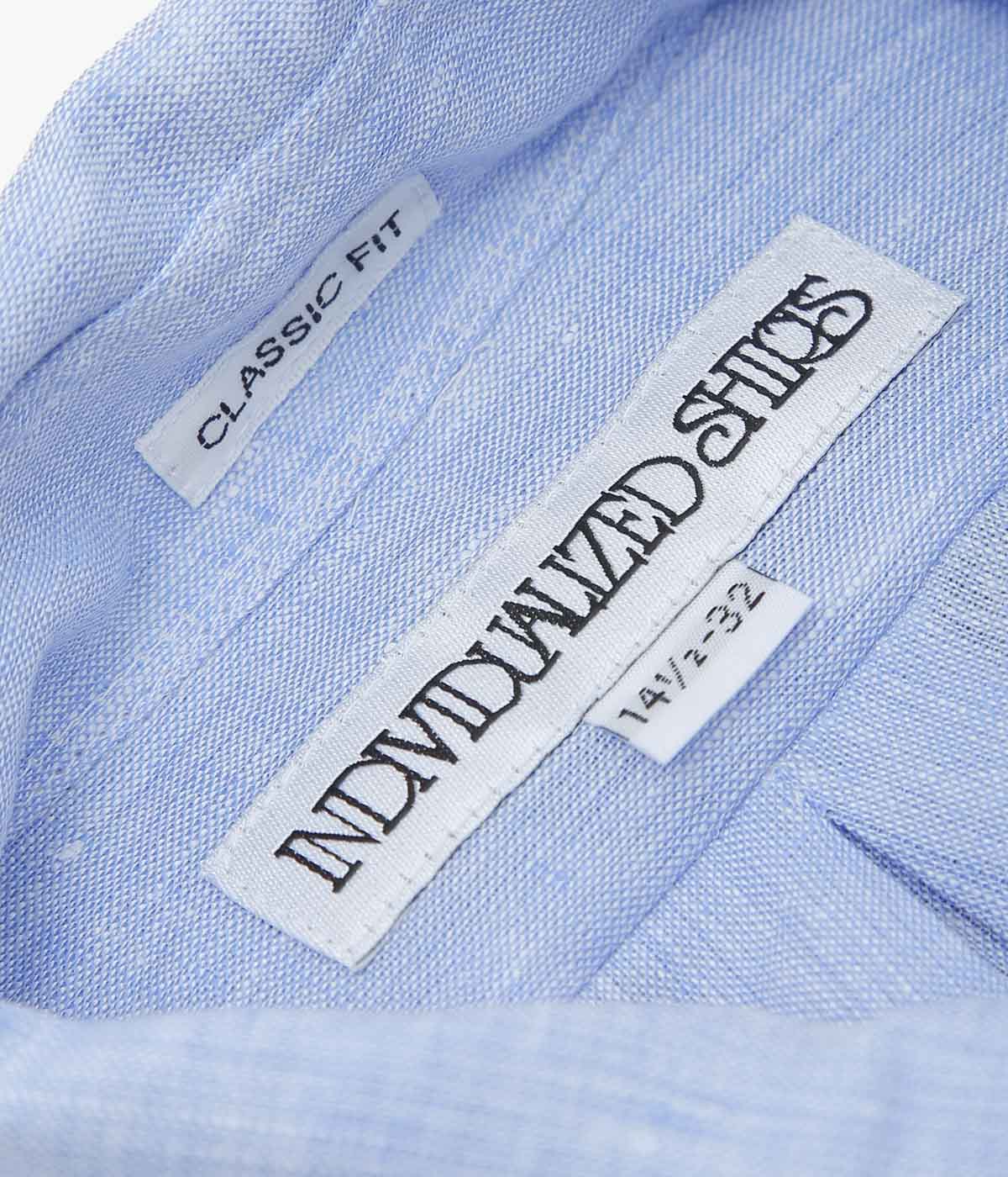 INDIVIDUALIZED SHIRTS ''SOLID LINEN (CLASSIC FIT BUTTON DOWN SHIRT)'' (LT.BLUE)