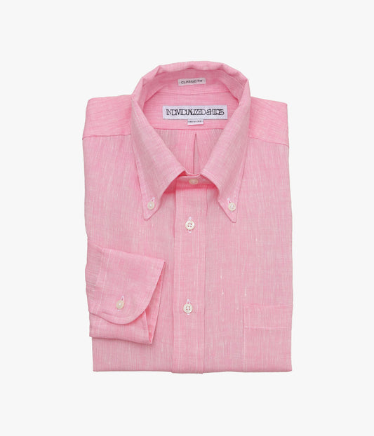 INDIVIDUALIZED SHIRTS ''SOLID LINEN (CLASSIC FIT BUTTON DOWN SHIRT)'' (PINK)