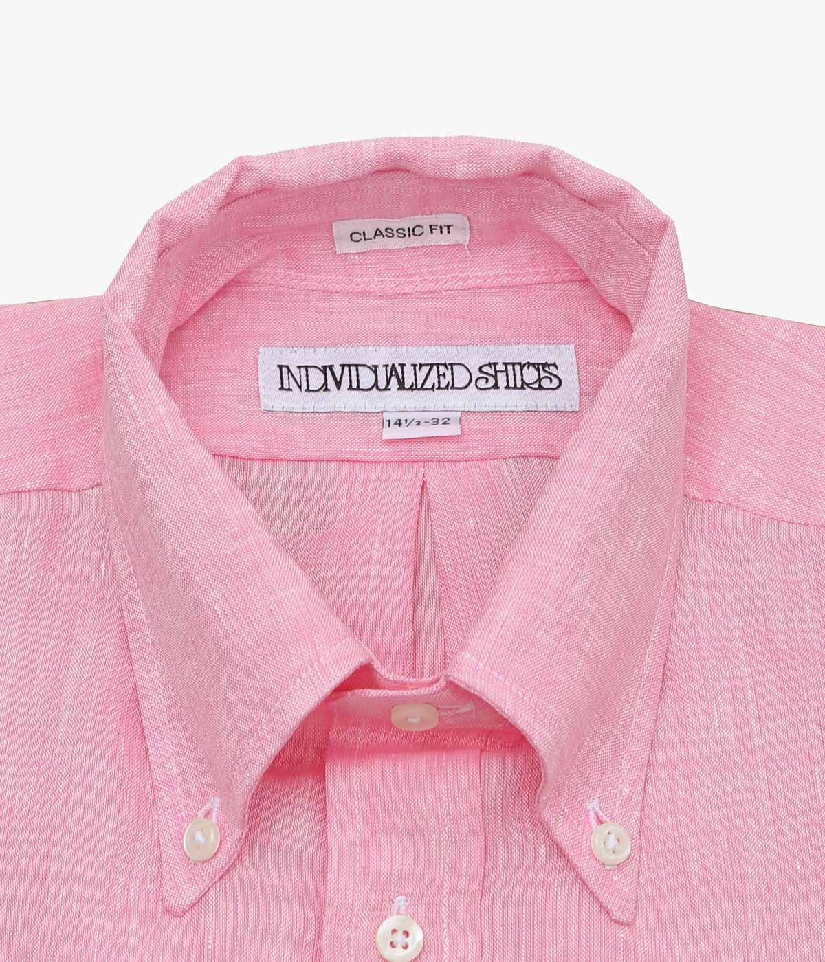 INDIVIDUALIZED SHIRTS ''SOLID LINEN (CLASSIC FIT BUTTON DOWN SHIRT)'' (PINK)