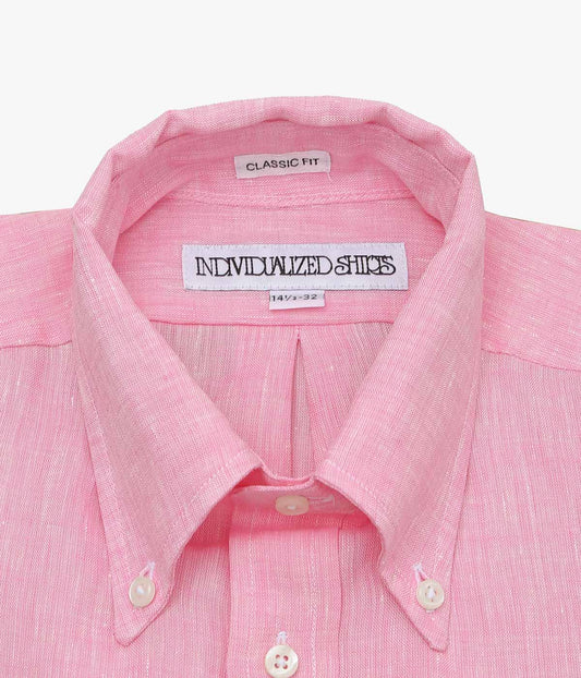 INDIVIDUALIZED SHIRTS ''SOLID LINEN (CLASSIC FIT BUTTON DOWN SHIRT)'' (PINK)