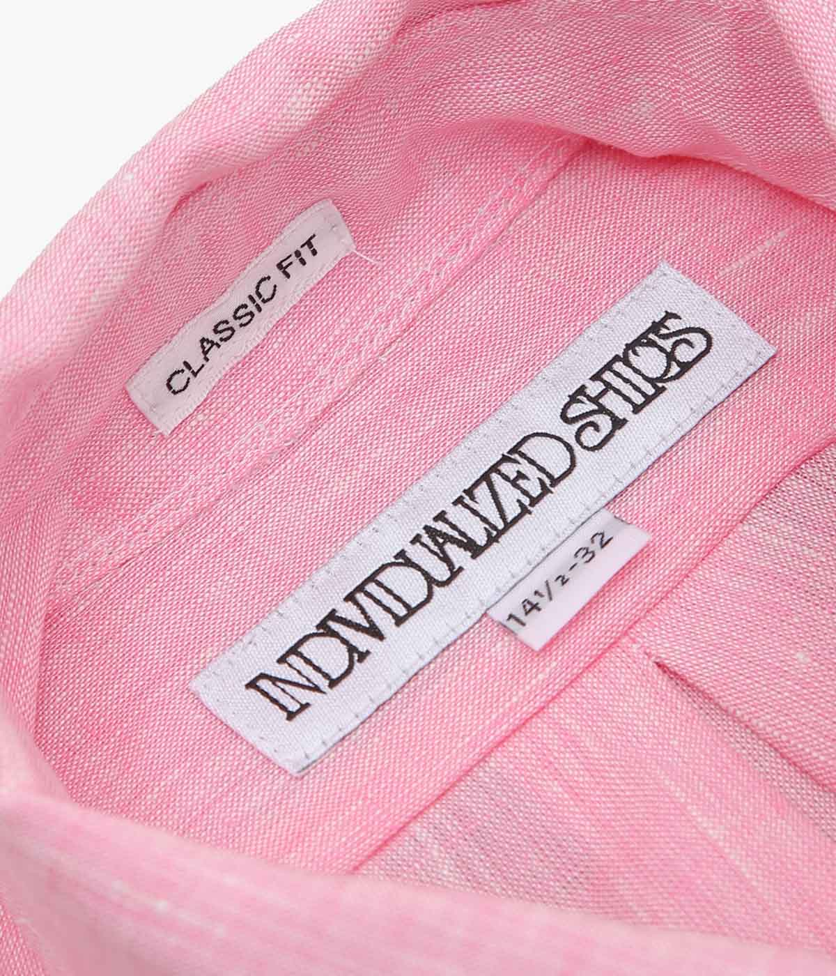 INDIVIDUALIZED SHIRTS ''SOLID LINEN (CLASSIC FIT BUTTON DOWN SHIRT)'' (PINK)
