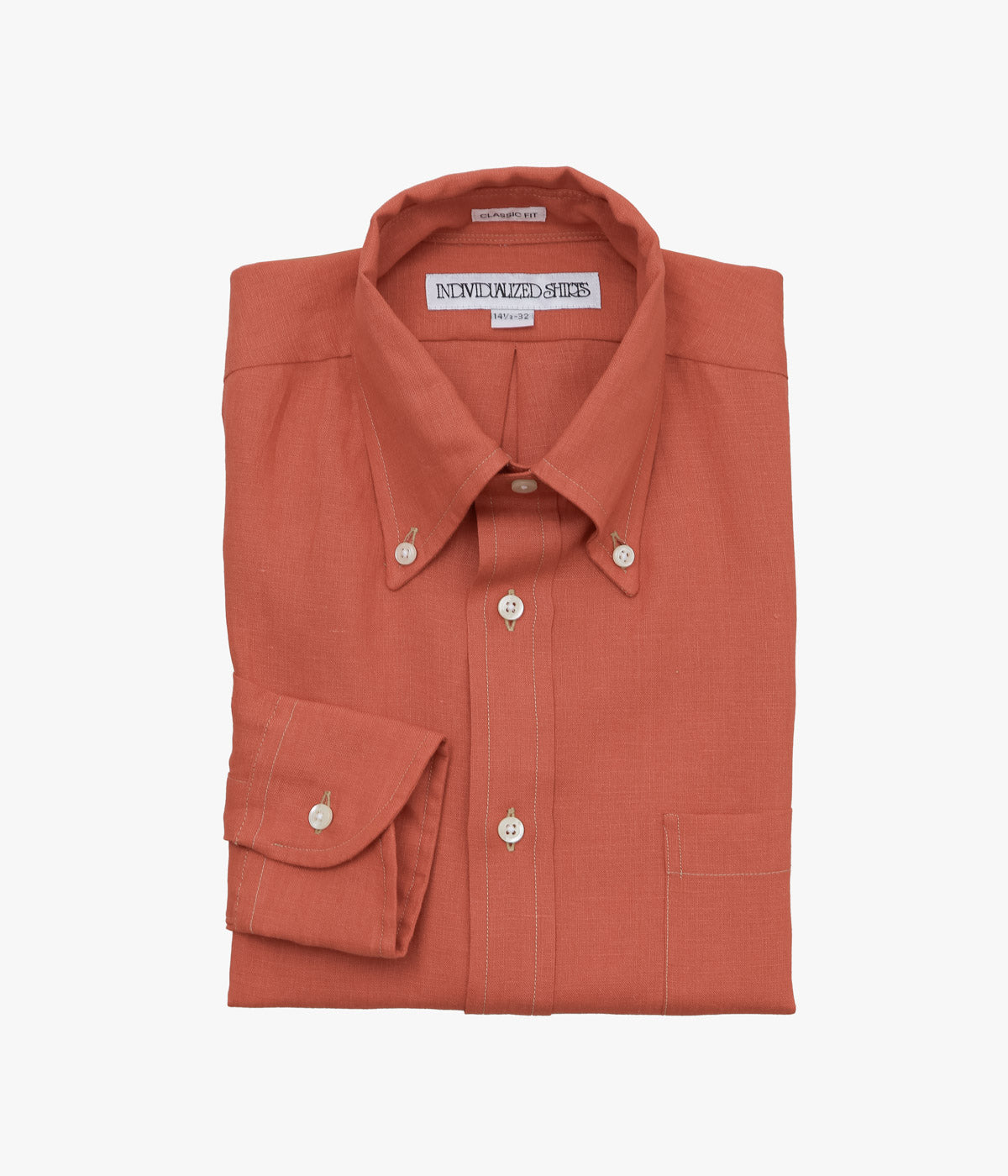 INDIVIDUALIZED SHIRTS ''SOLID LINEN (CLASSIC FIT BUTTON DOWN SHIRT)'' (RUST)