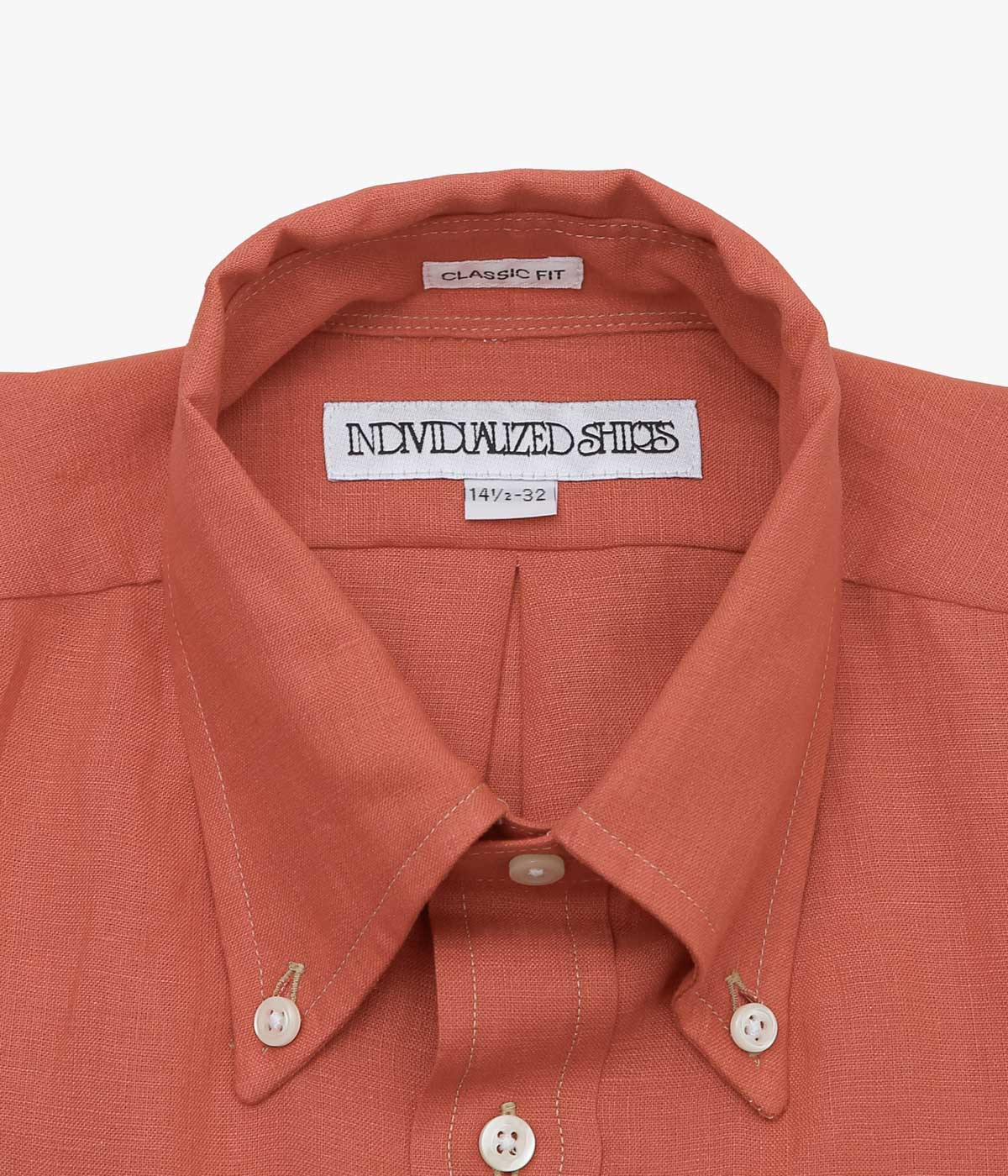 INDIVIDUALIZED SHIRTS ''SOLID LINEN (CLASSIC FIT BUTTON DOWN SHIRT)'' (RUST)