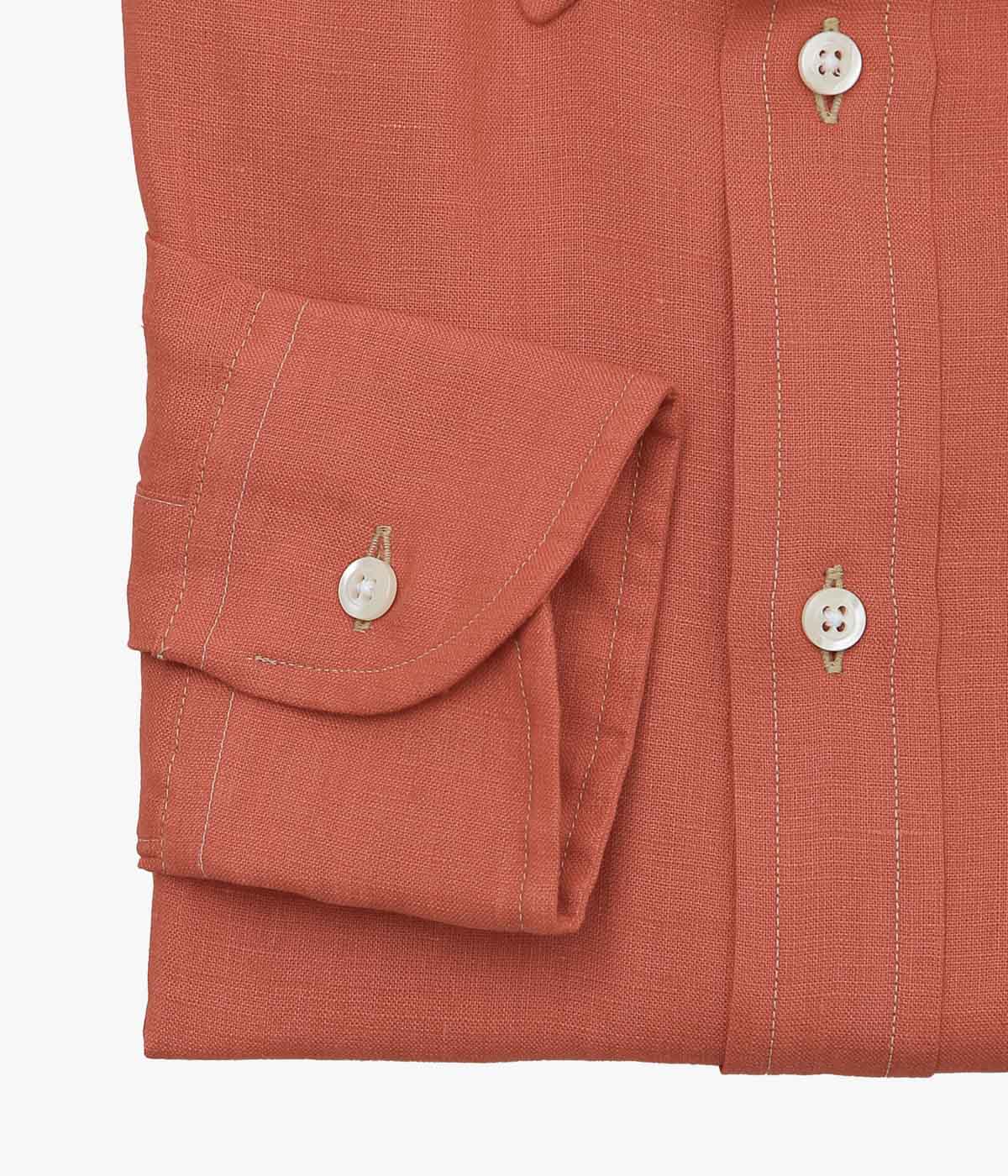 INDIVIDUALIZED SHIRTS ''SOLID LINEN (CLASSIC FIT BUTTON DOWN SHIRT)'' (RUST)