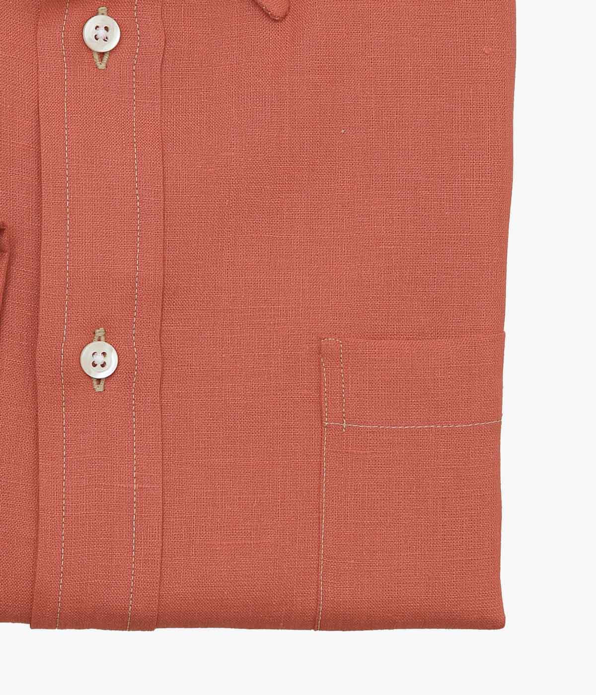 INDIVIDUALIZED SHIRTS ''SOLID LINEN (CLASSIC FIT BUTTON DOWN SHIRT)'' (RUST)