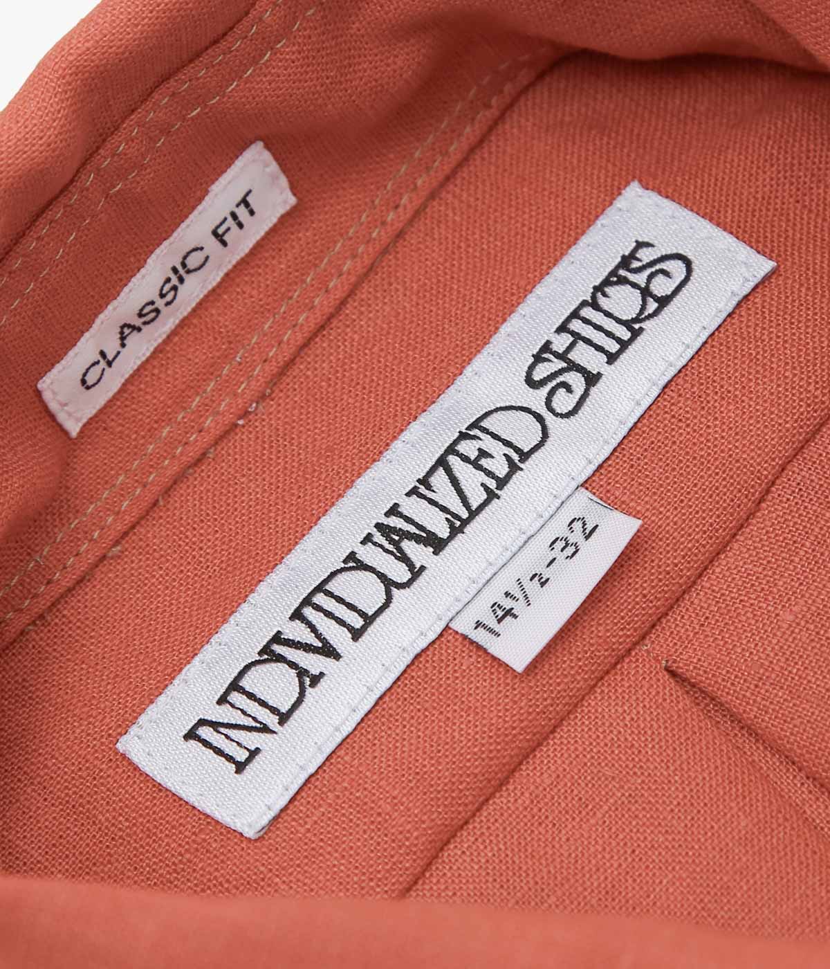 INDIVIDUALIZED SHIRTS ''SOLID LINEN (CLASSIC FIT BUTTON DOWN SHIRT)'' (RUST)